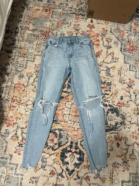 American Eagle Outfitters Light Blue Distressed High-Rise Jeans